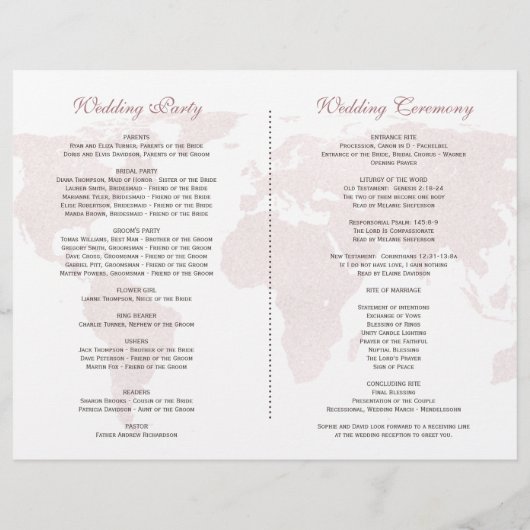 Elegant Tropical Floral Gold Wereldkaart Programme (Achterkant)