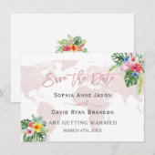 Elegant Tropical Floral Gold Wereldkaart Wedding Save The Date (Voorkant / Achterkant)