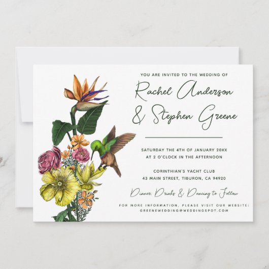 Elegant Tropical Floral Greenery Summer Weddenscha Kaart (Voorkant)