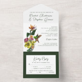 Elegant Tropical Floral Greenery Summer Wedding Al All In One Uitnodiging (Binnen)