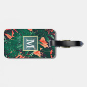 Elegant Tropical Floral Modern Gold Lijst Monogram Bagagelabel (Achterkant horizontaal)