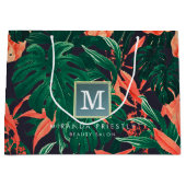 Elegant Tropical Floral Modern Gold Lijst Monogram Large Cadeautasje (Voorkant)
