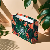 Elegant Tropical Floral Modern Gold Lijst Monogram Large Cadeautasje