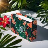 Elegant Tropical Floral Modern Gold Lijst Monogram Large Cadeautasje