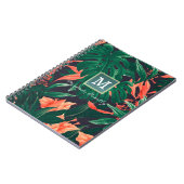 Elegant Tropical Floral Modern Gold Lijst Monogram Notitieboek (Linkerzijde)