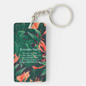 Elegant Tropical Floral Modern Gold Lijst Monogram Sleutelhanger (achterkant)