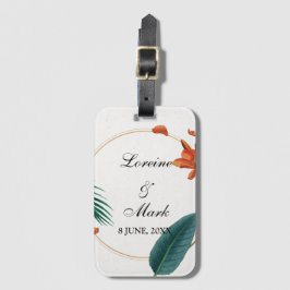 Elegant Tropical Floral Wedding Bagagelabel
