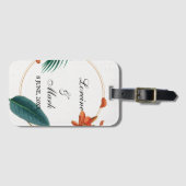 Elegant Tropical Floral Wedding Bagagelabel (Voorkant (horizontaal))