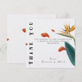 Elegant Tropical Floral Wedding Bedankkaart (Voorkant / Achterkant)