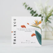 Elegant Tropical Floral Wedding Bedankkaart (Staand voorkant)