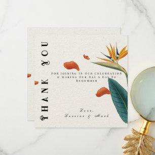 Elegant Tropical Floral Wedding Bedankkaart