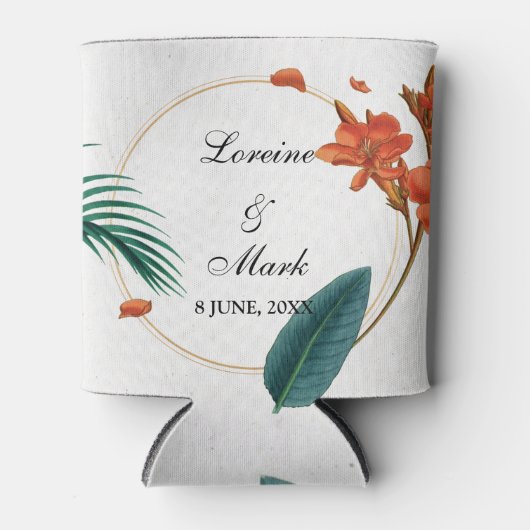 Elegant Tropical Floral Wedding Blikjeskoeler (Voorkant)