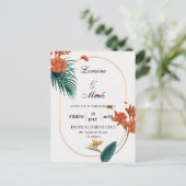 Elegant Tropical Floral Wedding Briefkaart (Staand voorkant)