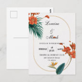 Elegant Tropical Floral Wedding Briefkaart (Voorkant / Achterkant)