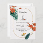 Elegant Tropical Floral Wedding Briefkaart (Voorkant / Achterkant)