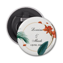 Elegant Tropical Floral Wedding Button Flesopener