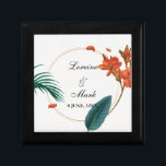 Elegant Tropical Floral Wedding Cadeaudoosje<br><div class="desc">Het ontwerp is voorzien van een prachtig en levendig tropisch floraal ontwerp dat elegantie en verfijning tot uitdrukking brengt. De rijke groen en levendige bloemen zijn een perfecte weergave van de schoonheid en de charme van een tropische bruiloft. De elegante typografie en de gestroomlijnde lay-out vullen het tropische bloemontwerp aan,...</div>