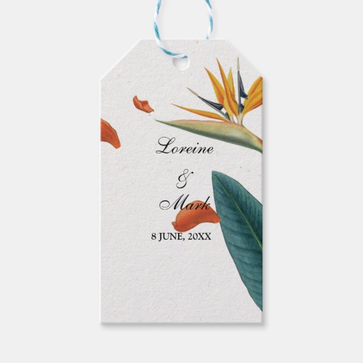 Elegant Tropical Floral Wedding Cadeaulabel (Voorkant)