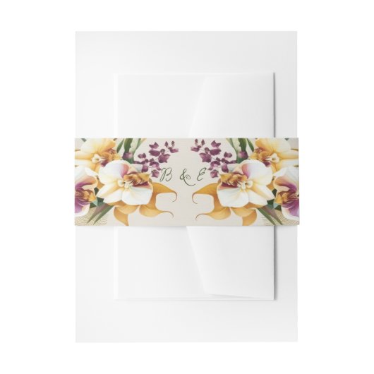 Elegant Tropical Floral Wedding Invitations Uitnodigingen Wikkel (Voorkant Voorbeeld)