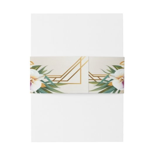Elegant Tropical Floral Wedding Invitations Uitnodigingen Wikkel (Achterkant Voorbeeld)