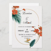 Elegant Tropical Floral Wedding Kaart (Voorkant / Achterkant)