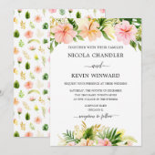 Elegant Tropical Floral Wedding Kaart (Voorkant / Achterkant)