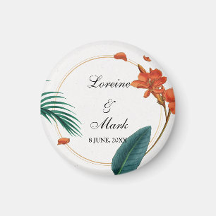 Elegant Tropical Floral Wedding Magneet