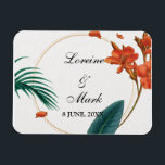 Elegant Tropical Floral Wedding Magneet<br><div class="desc">Het ontwerp is voorzien van een prachtig en levendig tropisch floraal ontwerp dat elegantie en verfijning tot uitdrukking brengt. De rijke groen en levendige bloemen zijn een perfecte weergave van de schoonheid en de charme van een tropische bruiloft. De elegante typografie en de gestroomlijnde lay-out vullen het tropische bloemontwerp aan,...</div>