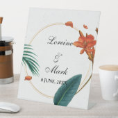 Elegant Tropical Floral Wedding Reclamebord Met Voetstuk (Insitu)