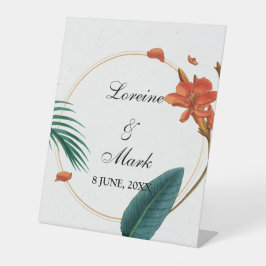 Elegant Tropical Floral Wedding Reclamebord Met Voetstuk