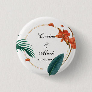 Elegant Tropical Floral Wedding Ronde Button 3,2 Cm