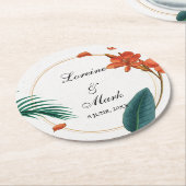 Elegant Tropical Floral Wedding Ronde Kartonnen Onderzetter (Gebogen)