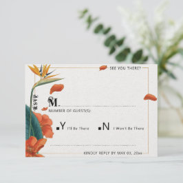 Elegant Tropical Floral Wedding RSVP Kaartje