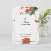 Elegant Tropical Floral Wedding Save The Date (Staand voorkant)