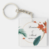 Elegant Tropical Floral Wedding Sleutelhanger (voorkant)