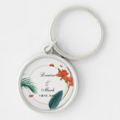 Elegant Tropical Floral Wedding Sleutelhanger (Voorkant)