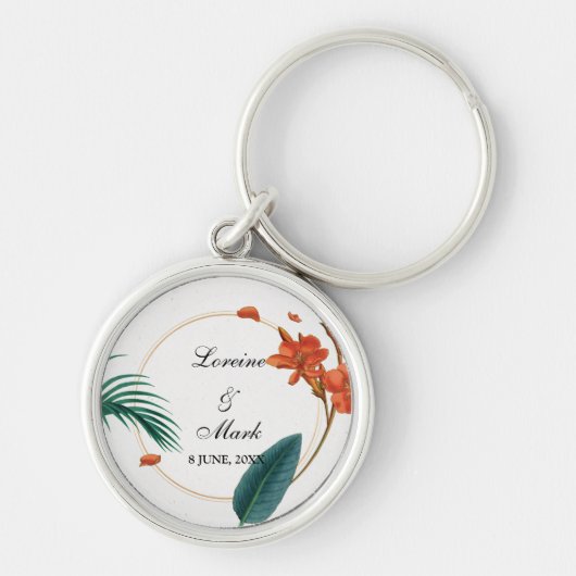 Elegant Tropical Floral Wedding Sleutelhanger (Voorkant)