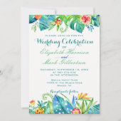 Elegant Tropical Floral Wedding Website Wedding Kaart (Voorkant)