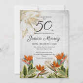 Elegant Tropical Flower 50th Birthday Invitation (Voorkant)