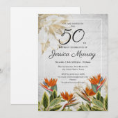 Elegant Tropical Flower 50th Birthday Invitation (Voorkant / Achterkant)