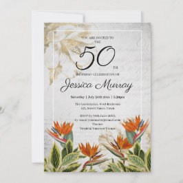 Elegant Tropical Flower 50th Birthday Invitation