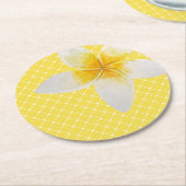 Elegant Tropical Flower & Trellis Pattern | Geel Ronde Kartonnen Onderzetter (Gebogen)