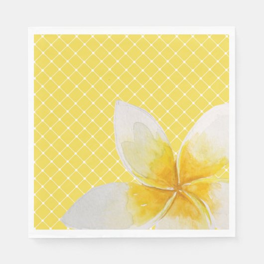 Elegant Tropical Flower & Trellis Pattern | Geel Servet (Voorkant)