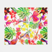 Elegant Tropical Flowers Orchid and Birds Fleece Deken (Voorkant (Horizontaal))