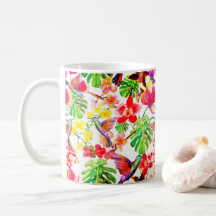 Elegant Tropical Flowers Orchid and Birds Koffiemok