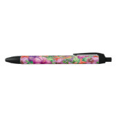 Elegant Tropical Flowers Patroon Zwarte Inkt Pen (Bovenkant)