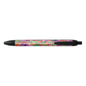 Elegant Tropical Flowers Patroon Zwarte Inkt Pen (Achterkant)