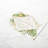 Elegant Tropical Foliage Engagement Party Gold Folie Uitnodiging (Gedraaid)