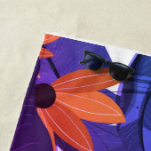 Elegant Tropical Foliage Paars Oranje Monogram Strandlaken (In situ)