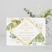 Elegant Tropical Geometric Gold Foil Wedding Folie Uitnodiging (Staand Voorkant)